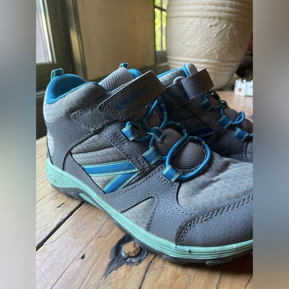 Merrell Kids Boots Velcro Closure Size 4M Blue Grey - Picture 3 of 11